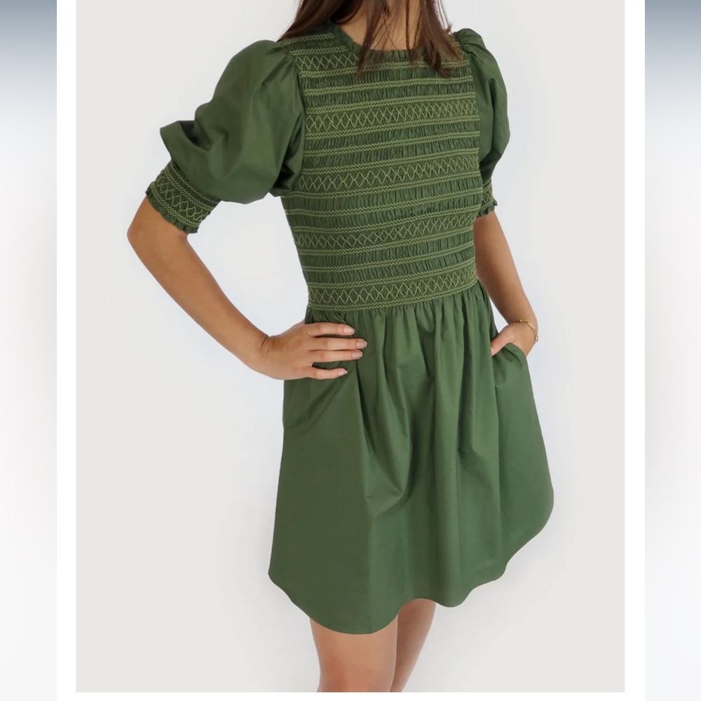 Hill house Vivi nap dress in leaf green cotton